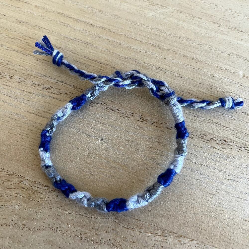 Handmade Nami Woven Bracelet OS Blue Grey Women Woven Cotton Tie Anklet
